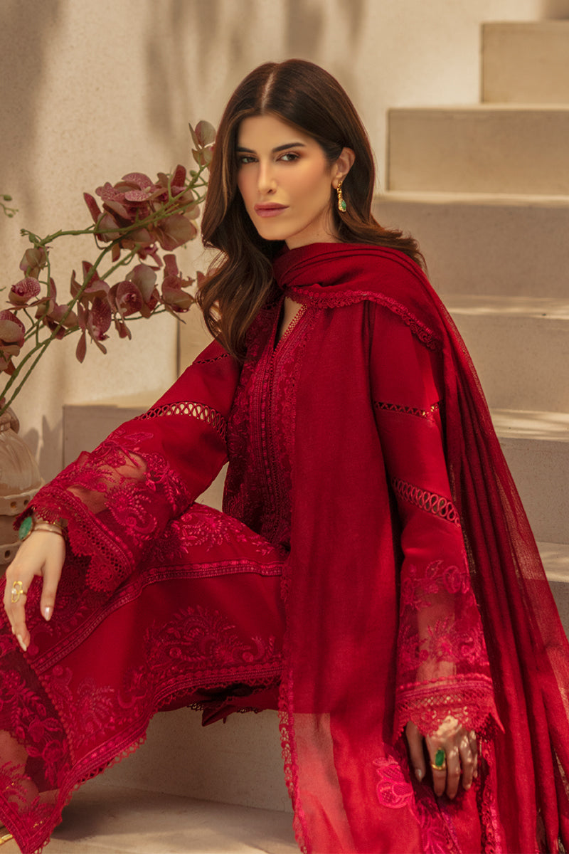 Rang Rasiya Premium Embroidered Lawn Unstitched 3Pc Suit - NEHAL