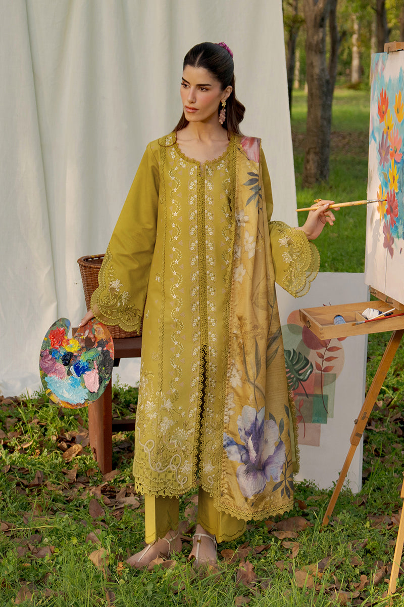 Rang Rasiya Premium Embroidered Lawn Unstitched 3Pc Suit - HAYA