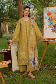 Rang Rasiya Premium Embroidered Lawn Unstitched 3Pc Suit - HAYA