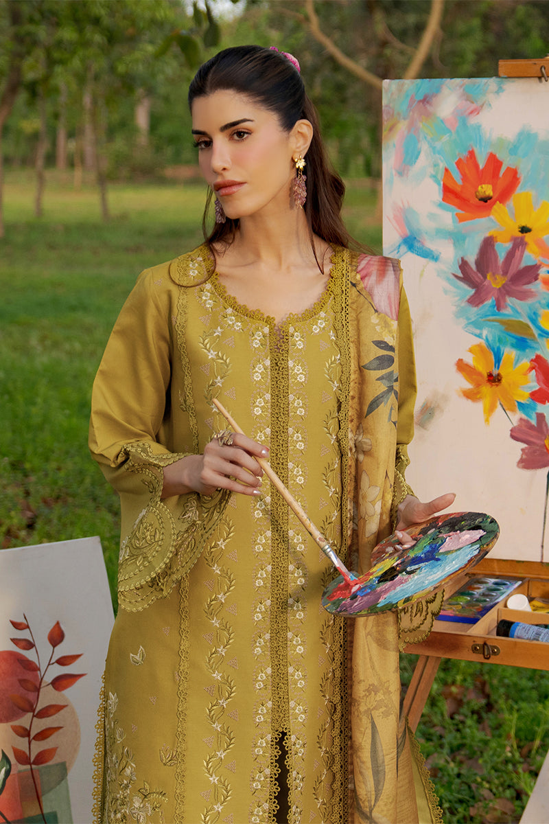 Rang Rasiya Premium Embroidered Lawn Unstitched 3Pc Suit - HAYA