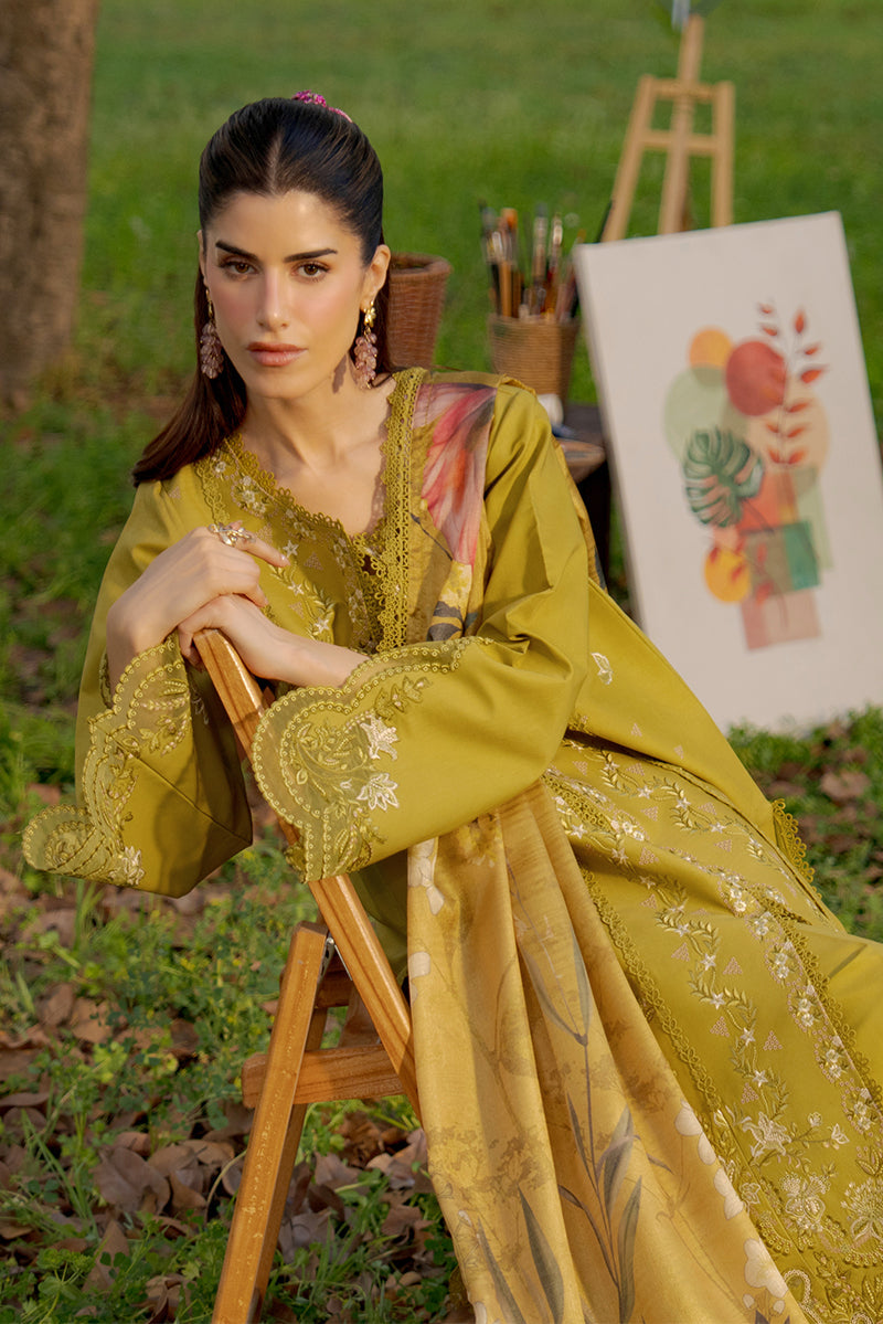 Rang Rasiya Premium Embroidered Lawn Unstitched 3Pc Suit - HAYA