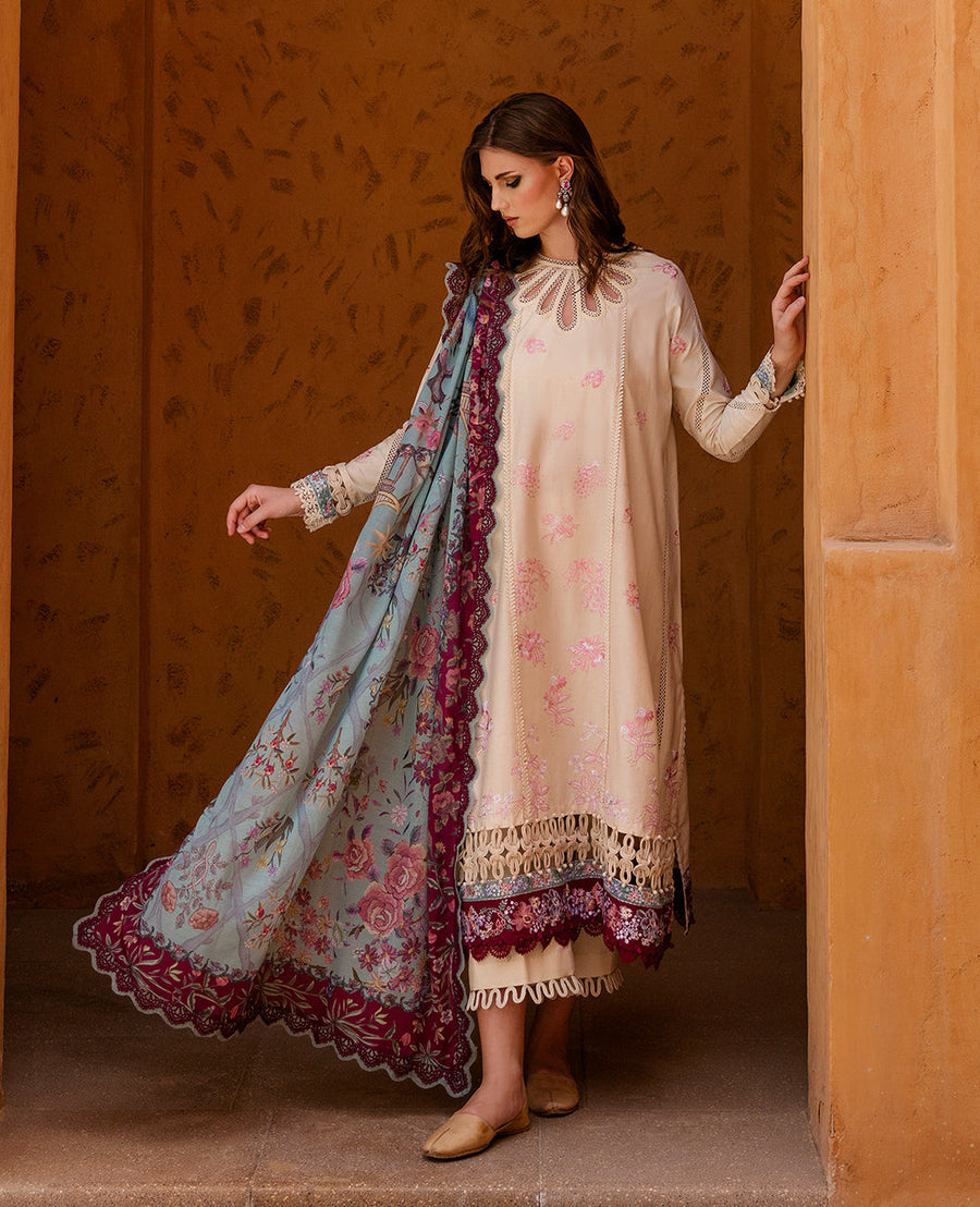 Republic Womenswear Rezene Unstitched Lawn 3Pc Suit RSL23-D1-B