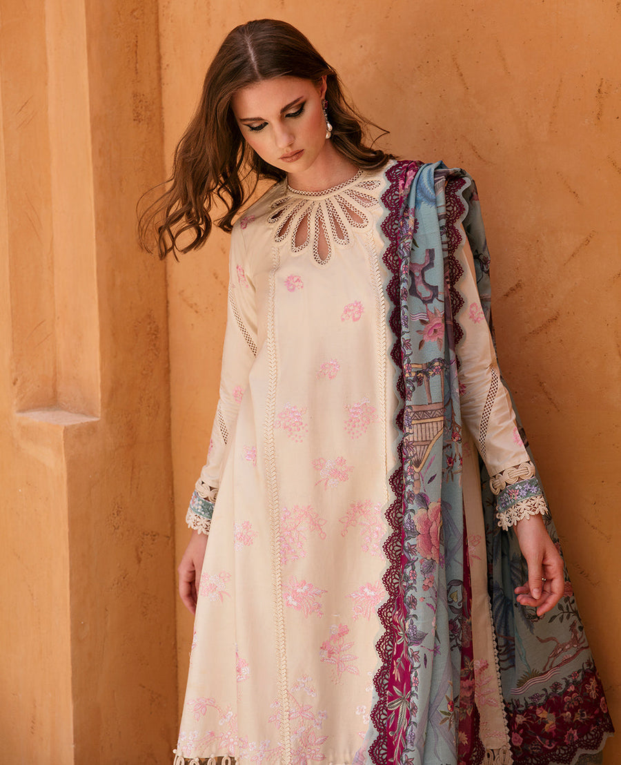 Republic Womenswear Rezene Unstitched Lawn 3Pc Suit RSL23-D1-B