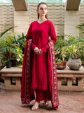 Faiza Faisal Signature Pret Dyed Embroidered Thai Silk 3Pc Suit - RUBY