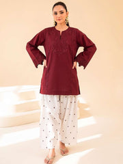 Faiza Faisal FNF Cords Embroidered Lawn Pret 2Pc Suit - RUBY FUSION