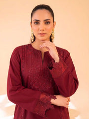 Faiza Faisal FNF Cords Embroidered Lawn Pret 2Pc Suit - RUBY FUSION