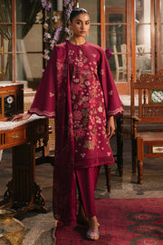 Cross Stitch Eid Lawn Unstitched Embroidered 3Pc Suit D-01 Ruby Maze