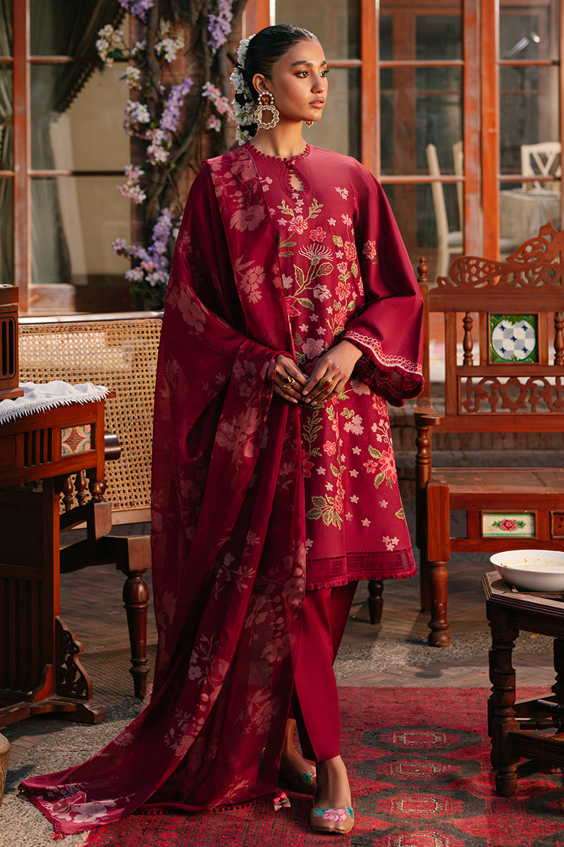 Cross Stitch Eid Lawn Unstitched Embroidered 3Pc Suit D-01 Ruby Maze
