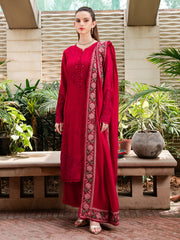 Faiza Faisal Signature Pret Dyed Embroidered Thai Silk 3Pc Suit - RUBY
