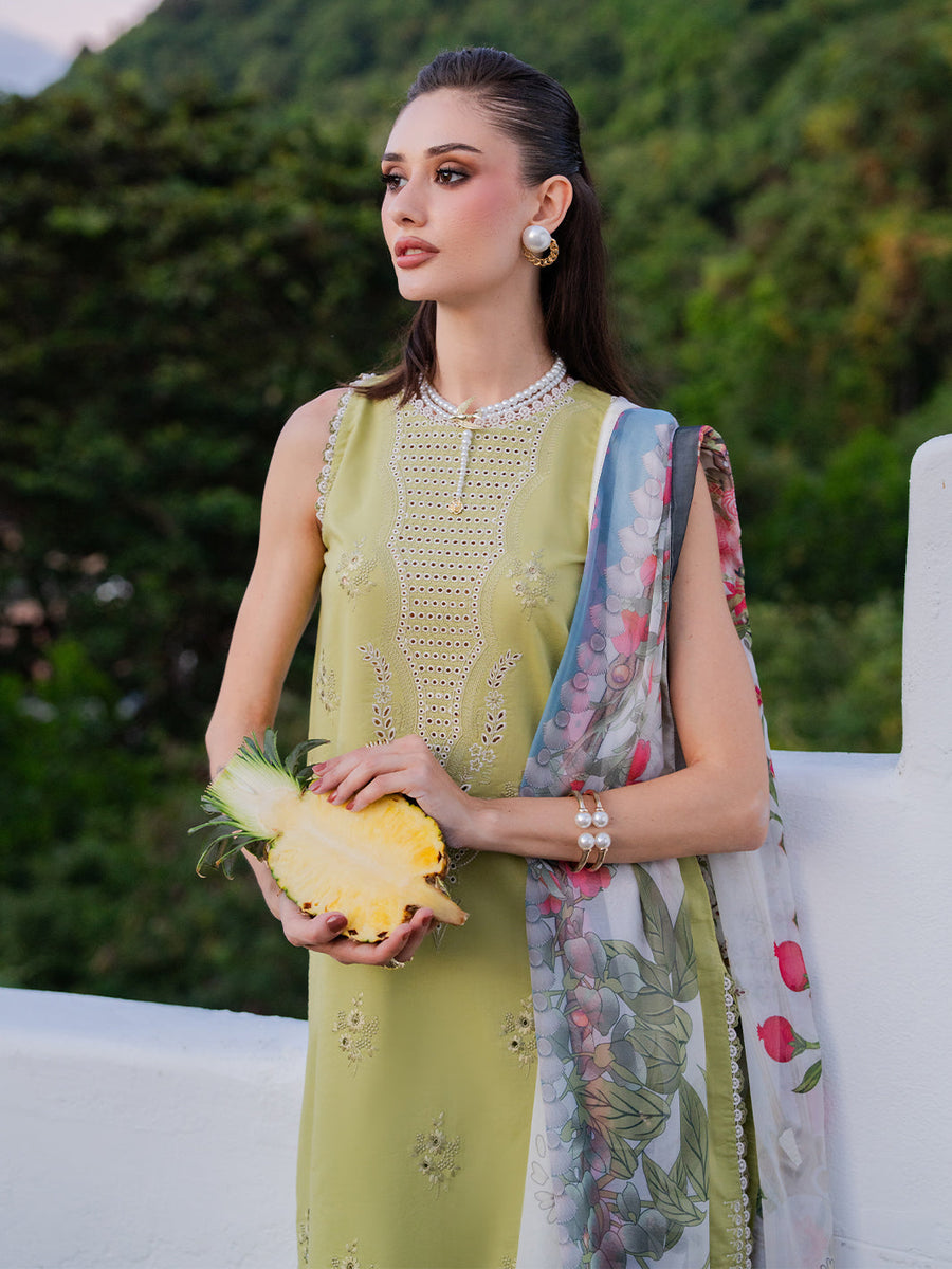 Dareen by IZEL Embroidered Luxury Lawn Unstitched 3Pc Suit - Ruhaab