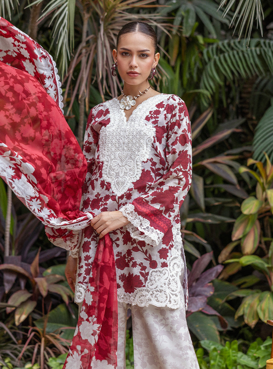 Zainab Chottani Tahra Embroidered Lawn Unstitched 3Pc Suit D-01 RUHI