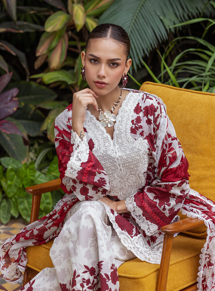 Zainab Chottani Tahra Embroidered Lawn Unstitched 3Pc Suit D-01 RUHI