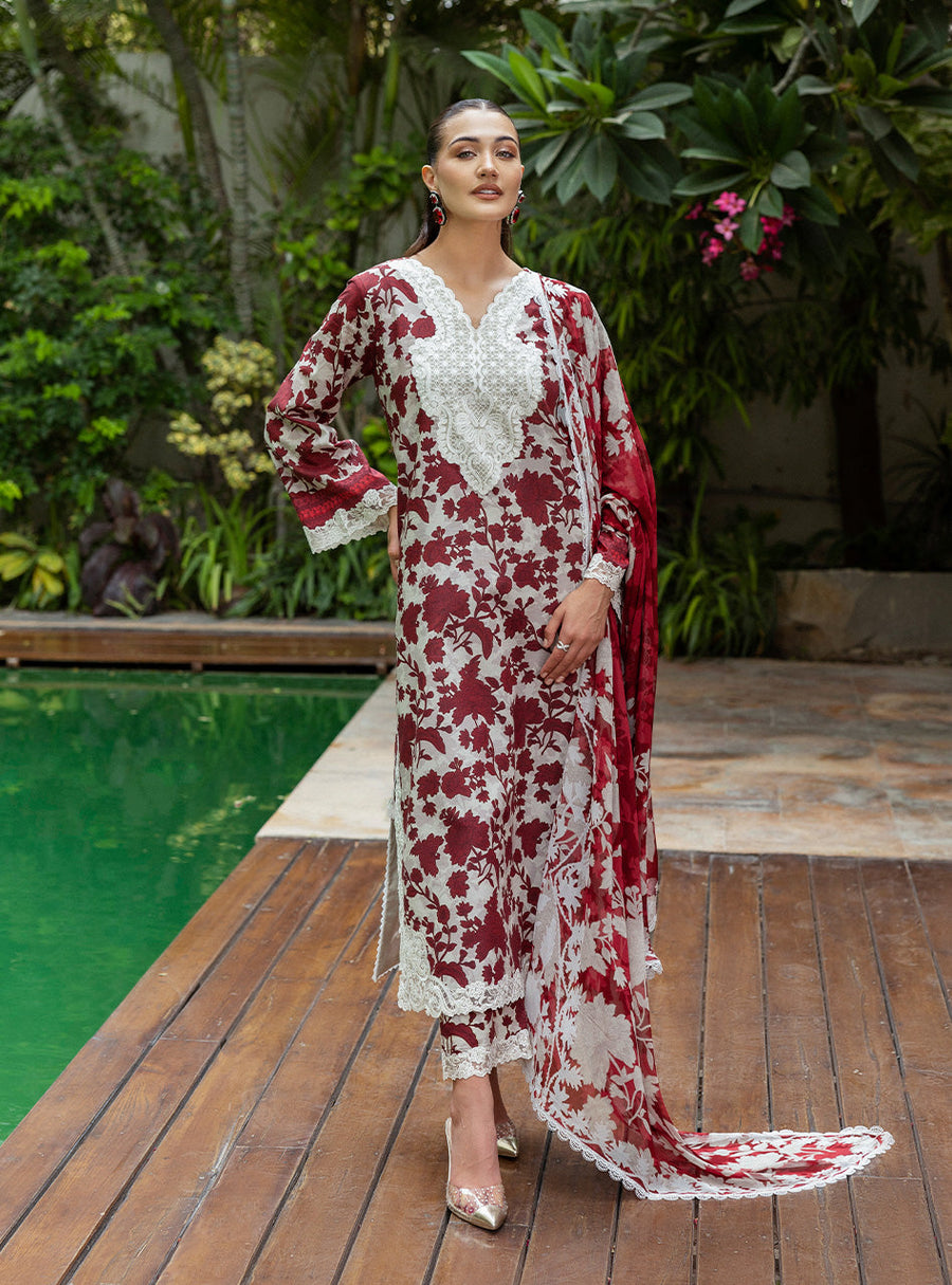 Zainab Chottani Tahra Embroidered Lawn Unstitched 3Pc Suit D-01 RUHI