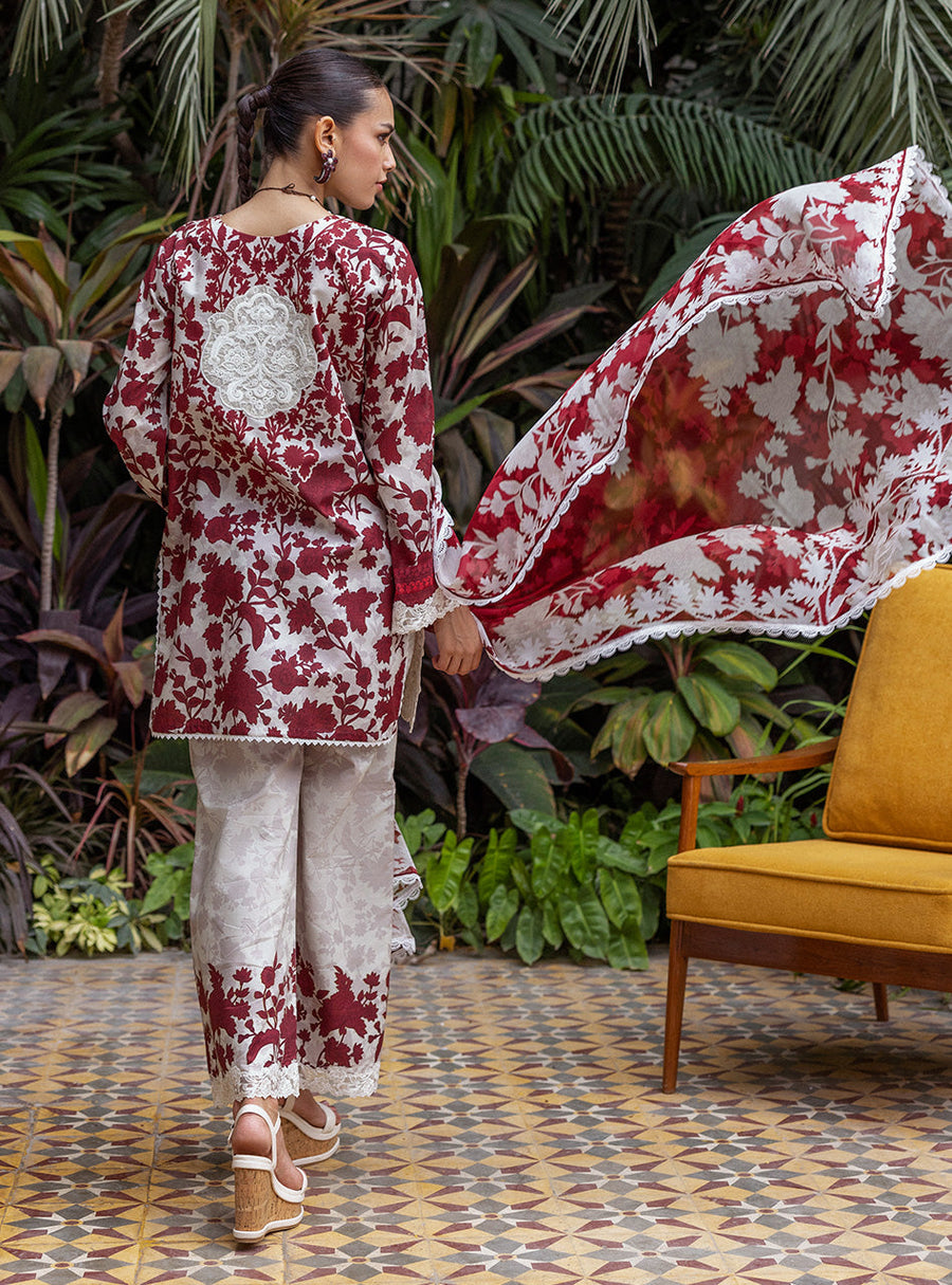 Zainab Chottani Tahra Embroidered Lawn Unstitched 3Pc Suit D-01 RUHI
