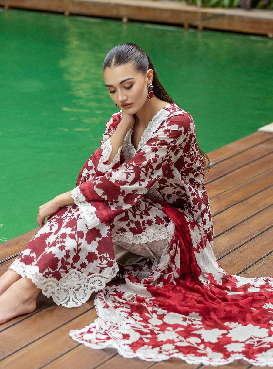 Zainab Chottani Tahra Embroidered Lawn Unstitched 3Pc Suit D-01 RUHI