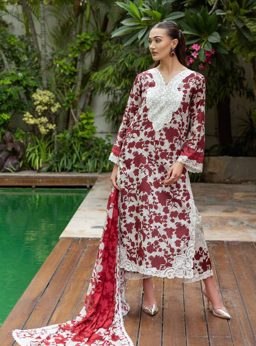 Zainab Chottani Tahra Embroidered Lawn Unstitched 3Pc Suit D-01 RUHI