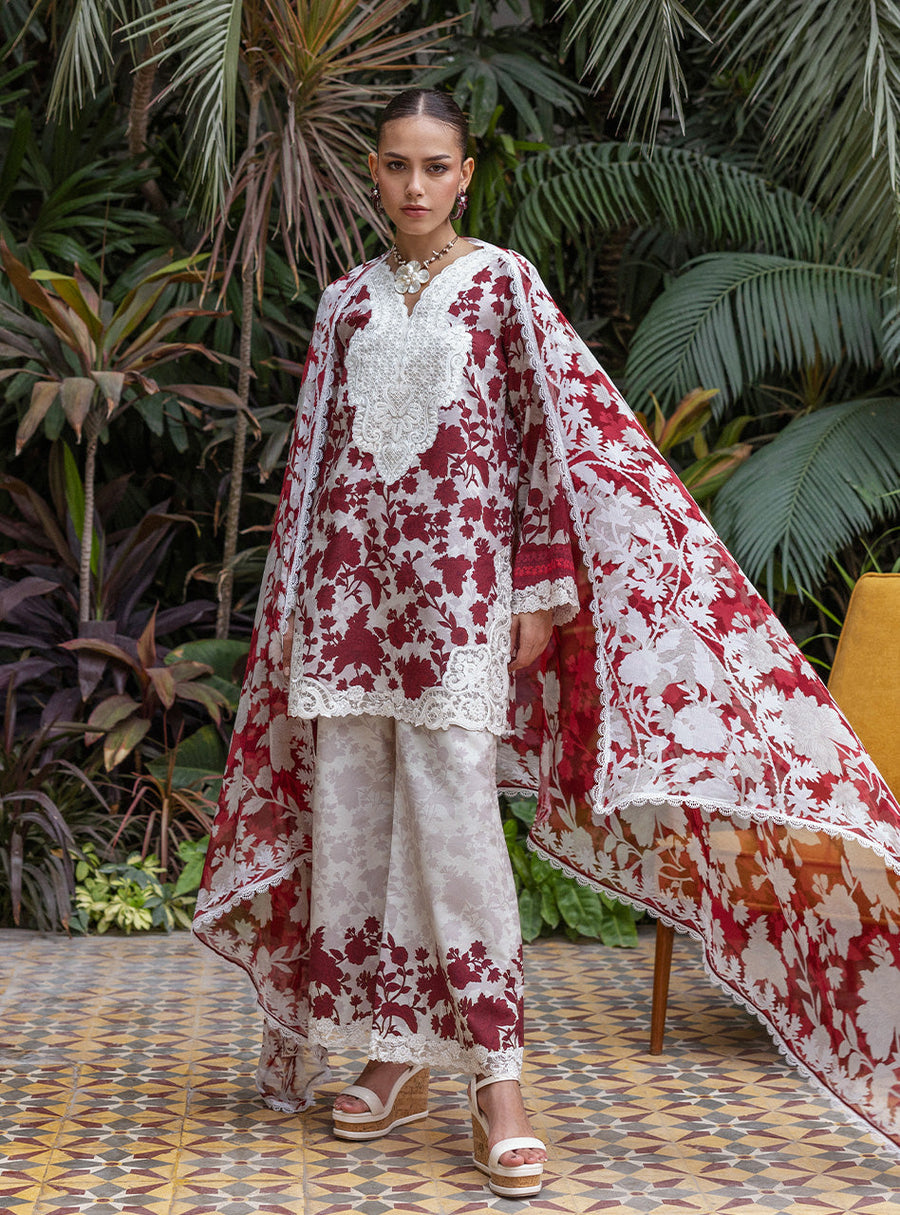 Zainab Chottani Tahra Embroidered Lawn Unstitched 3Pc Suit D-01 RUHI