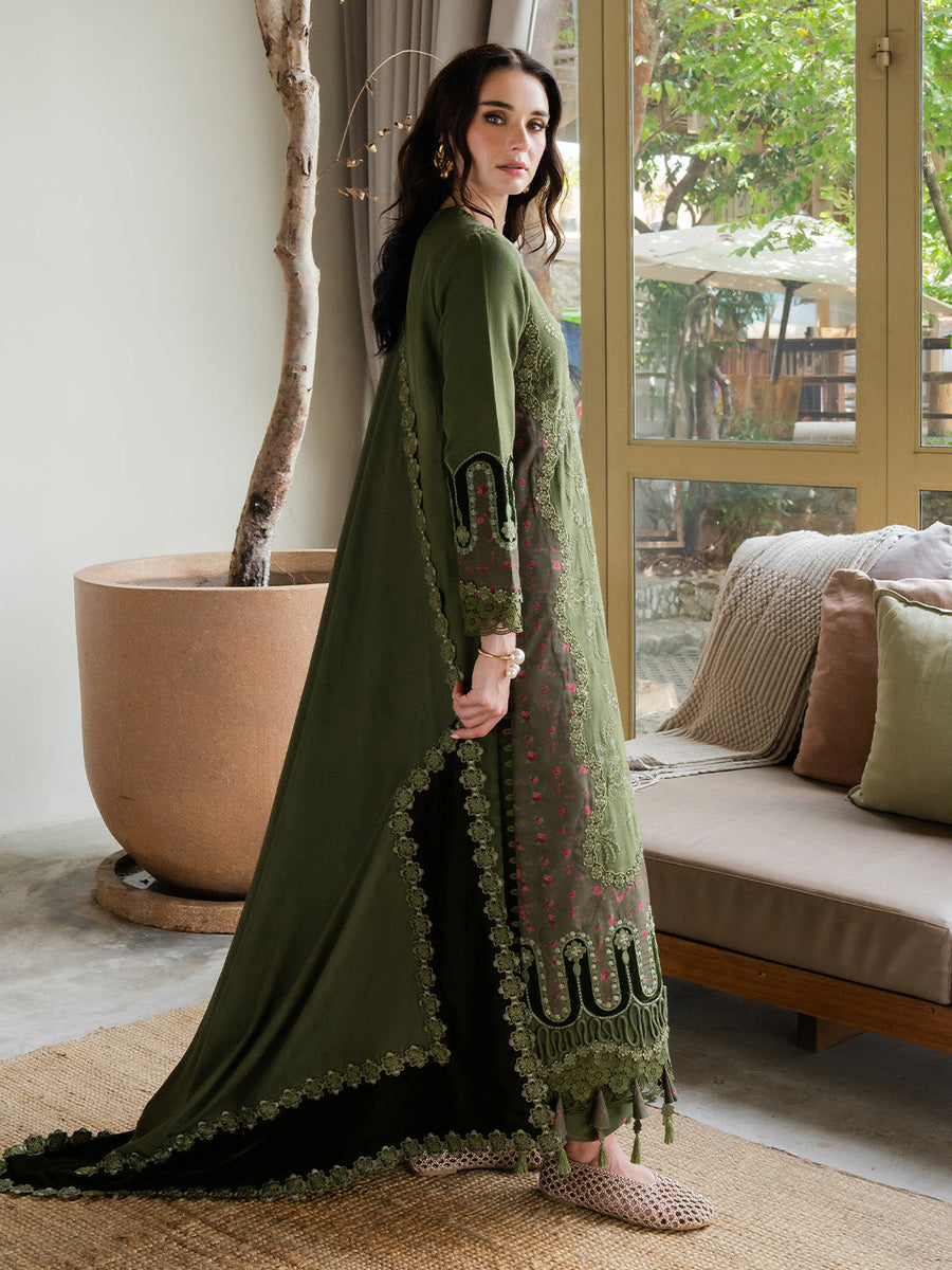 Faiza Faisal Dastaan Embroidered Khaddar Unstitched 3Pc Suit - RUMIYA