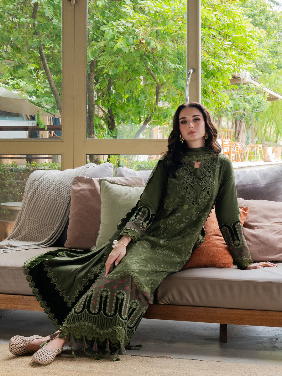 Faiza Faisal Dastaan Embroidered Khaddar Unstitched 3Pc Suit - RUMIYA