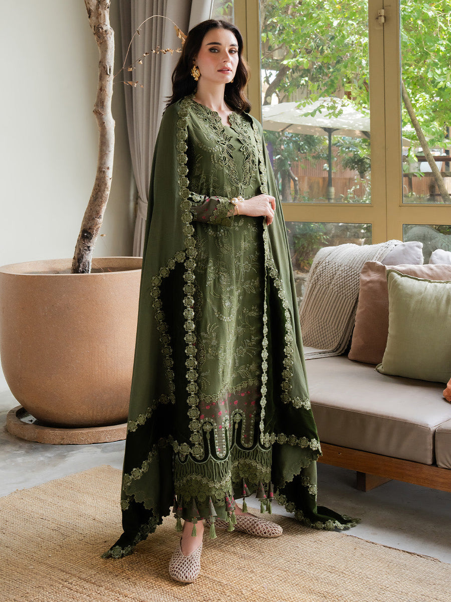 Faiza Faisal Dastaan Embroidered Khaddar Unstitched 3Pc Suit - RUMIYA