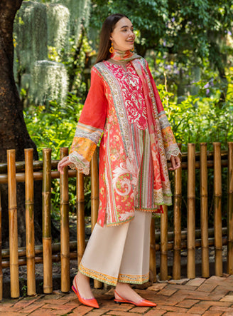 Roheenaz Ethereal Bloom Unstitched Printed Lawn 3Pc Suit RNZ-03A Roselle