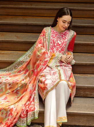 Roheenaz Ethereal Bloom Unstitched Printed Lawn 3Pc Suit RNZ-03A Roselle