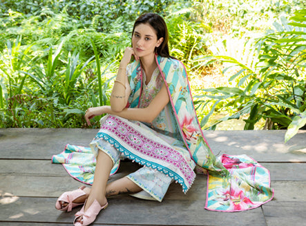 Roheenaz Ethereal Bloom Unstitched Printed Lawn 3Pc Suit RNZ-08A Mistelle