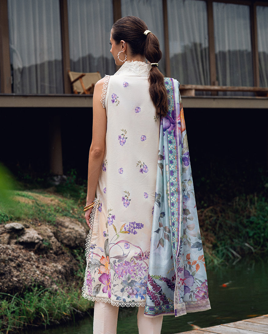 Roheenaz Garden Veil Printed Lawn Unstitched 3Pc Suit RNZ2501A Bloom Glimmer