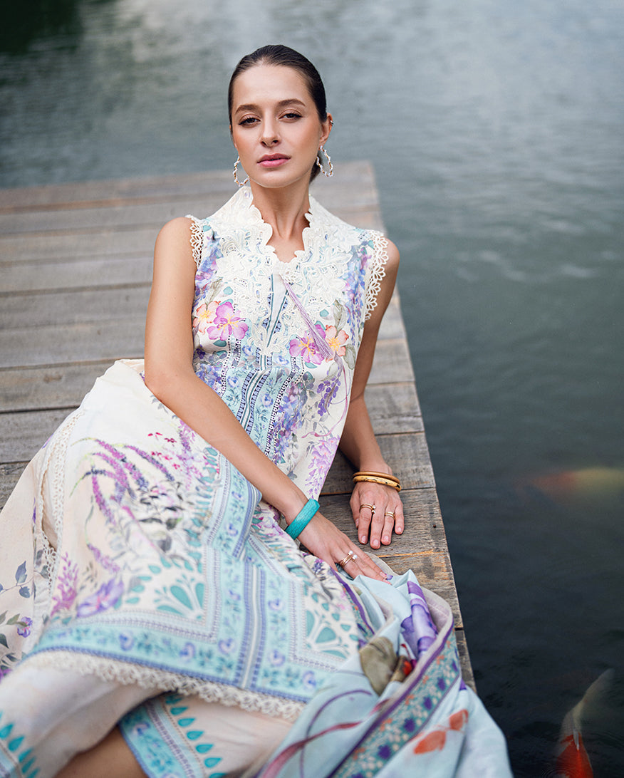 Roheenaz Garden Veil Printed Lawn Unstitched 3Pc Suit RNZ2501A Bloom Glimmer