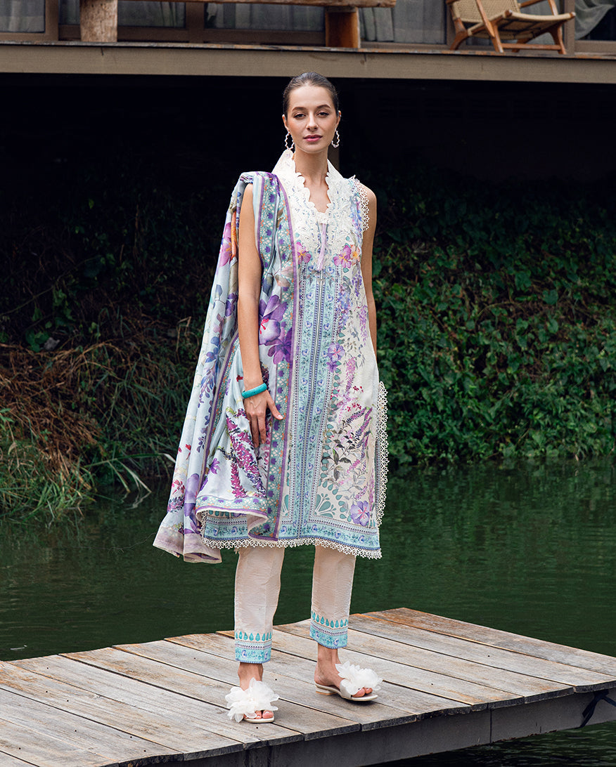 Roheenaz Garden Veil Printed Lawn Unstitched 3Pc Suit RNZ2501A Bloom Glimmer