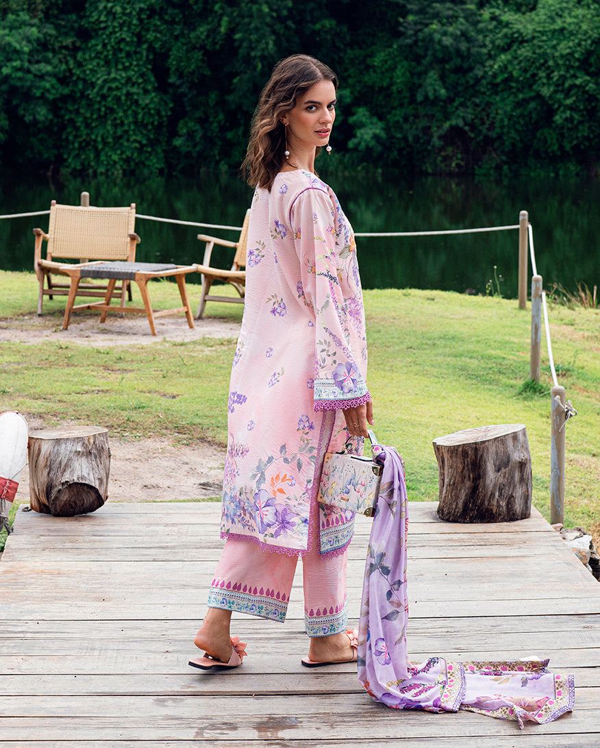 Roheenaz Garden Veil Printed Lawn Unstitched 3Pc Suit RNZ2501B Lilac Dust