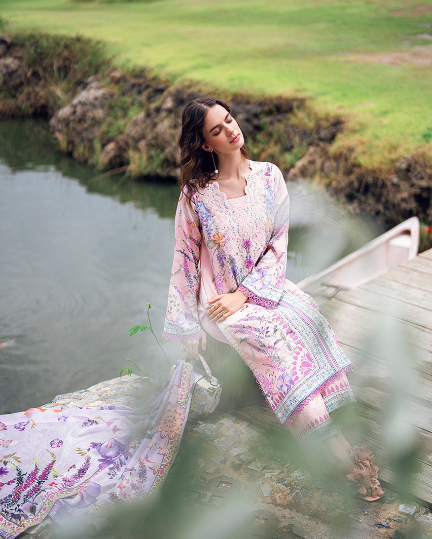 Roheenaz Garden Veil Printed Lawn Unstitched 3Pc Suit RNZ2501B Lilac Dust