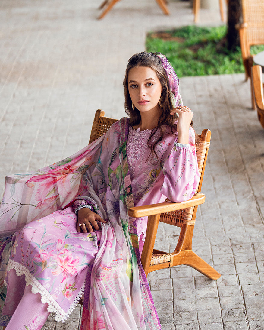 Roheenaz Garden Veil Printed Lawn Unstitched 3Pc Suit RNZ2503B Rosey Daze