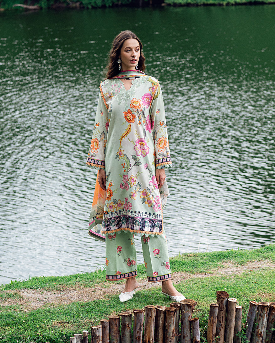 Roheenaz Garden Veil Printed Lawn Unstitched 3Pc Suit RNZ2505A Crimson Whisper