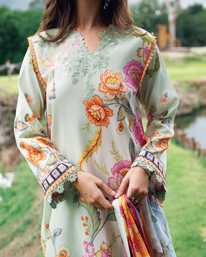 Roheenaz Garden Veil Printed Lawn Unstitched 3Pc Suit RNZ2505A Crimson Whisper