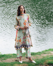 Roheenaz Garden Veil Printed Lawn Unstitched 3Pc Suit RNZ2505A Crimson Whisper