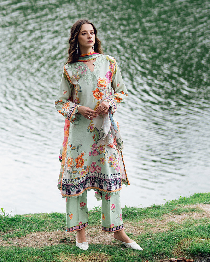 Roheenaz Garden Veil Printed Lawn Unstitched 3Pc Suit RNZ2505A Crimson Whisper
