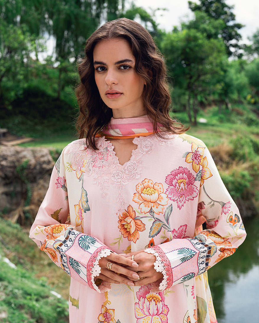 Roheenaz Garden Veil Printed Lawn Unstitched 3Pc Suit RNZ2505B Wildflower fluff