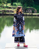 Roheenaz Garden Veil Printed Lawn Unstitched 3Pc Suit RNZ2506A BlackBerry Frost