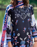 Roheenaz Garden Veil Printed Lawn Unstitched 3Pc Suit RNZ2506A BlackBerry Frost