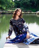 Roheenaz Garden Veil Printed Lawn Unstitched 3Pc Suit RNZ2506A BlackBerry Frost