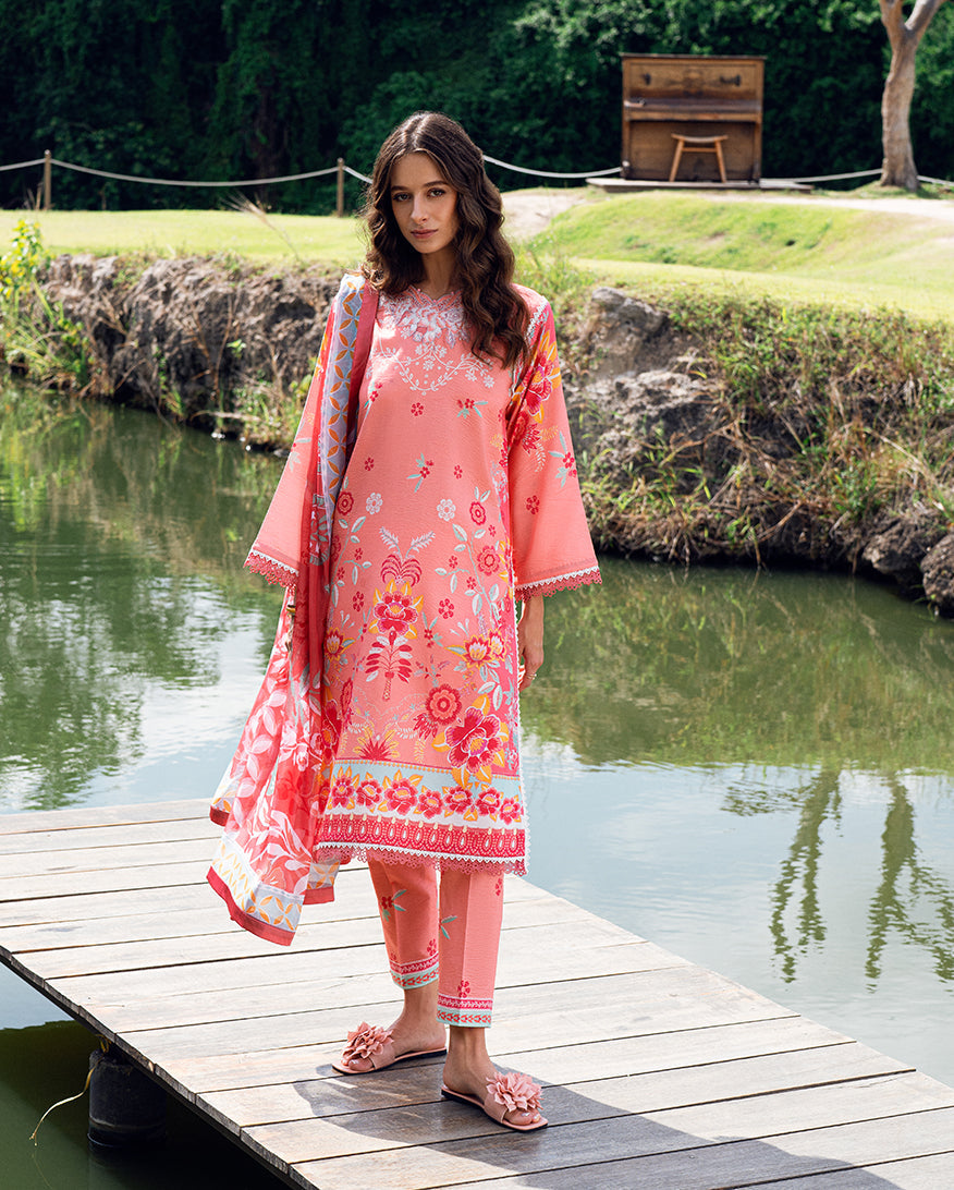 Roheenaz Garden Veil Printed Lawn Unstitched 3Pc Suit RNZ2506B Berry Glint