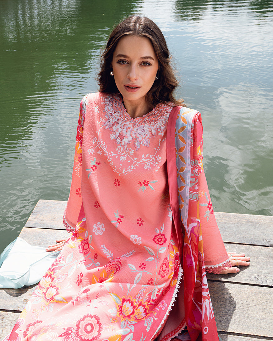 Roheenaz Garden Veil Printed Lawn Unstitched 3Pc Suit RNZ2506B Berry Glint
