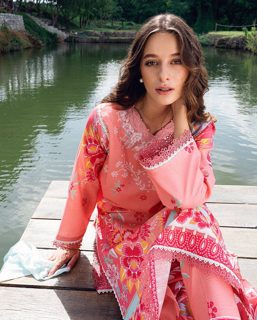 Roheenaz Garden Veil Printed Lawn Unstitched 3Pc Suit RNZ2506B Berry Glint