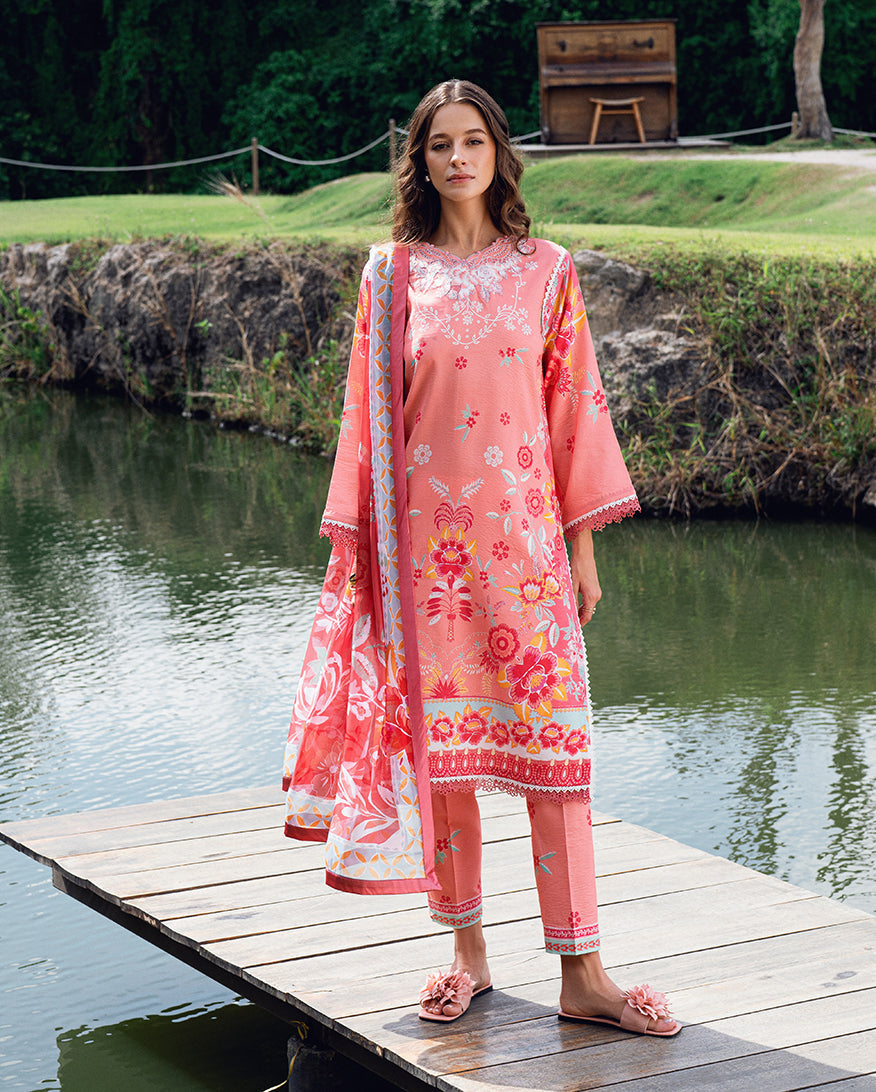 Roheenaz Garden Veil Printed Lawn Unstitched 3Pc Suit RNZ2506B Berry Glint