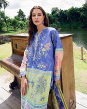 Roheenaz Garden Veil Printed Lawn Unstitched 3Pc Suit RNZ2508A Inky Bloom