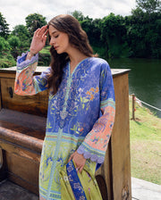 Roheenaz Garden Veil Printed Lawn Unstitched 3Pc Suit RNZ2508A Inky Bloom