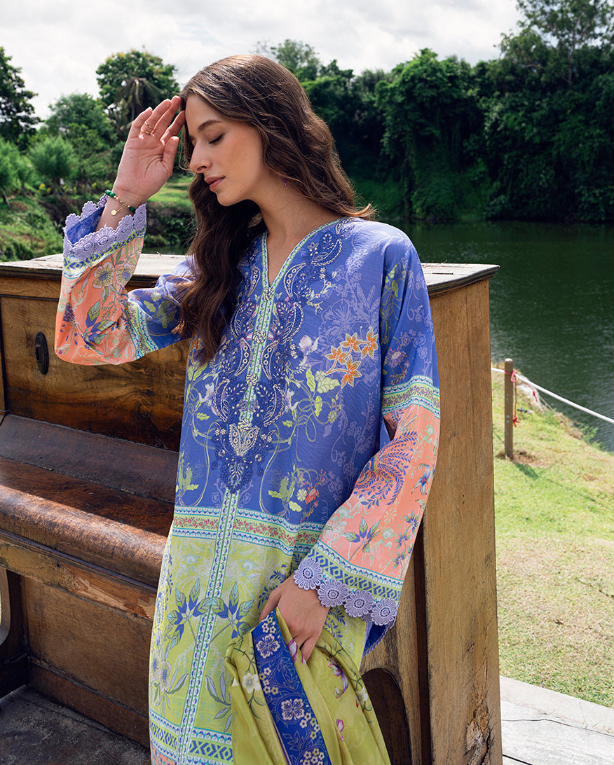 Roheenaz Garden Veil Printed Lawn Unstitched 3Pc Suit RNZ2508A Inky Bloom