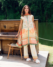 Roheenaz Garden Veil Printed Lawn Unstitched 3Pc Suit RNZ2508B Gold Riddle