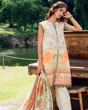 Roheenaz Garden Veil Printed Lawn Unstitched 3Pc Suit RNZ2508B Gold Riddle